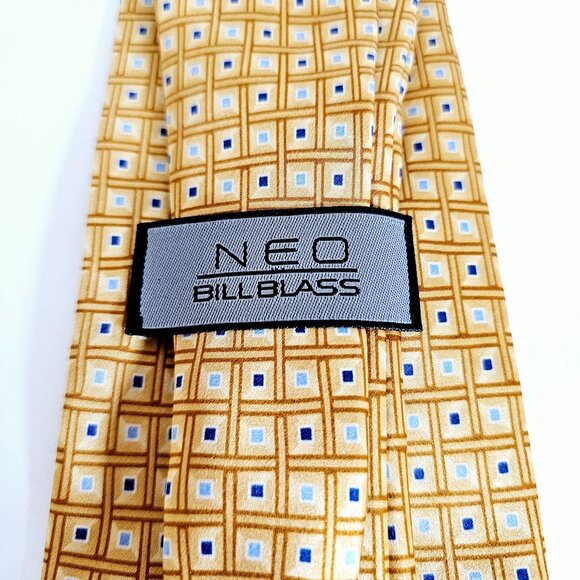 Neo Bill Blass Yellow Geometric Pattern 100% Silk Tie~T175.3 - Picture 2 of 4